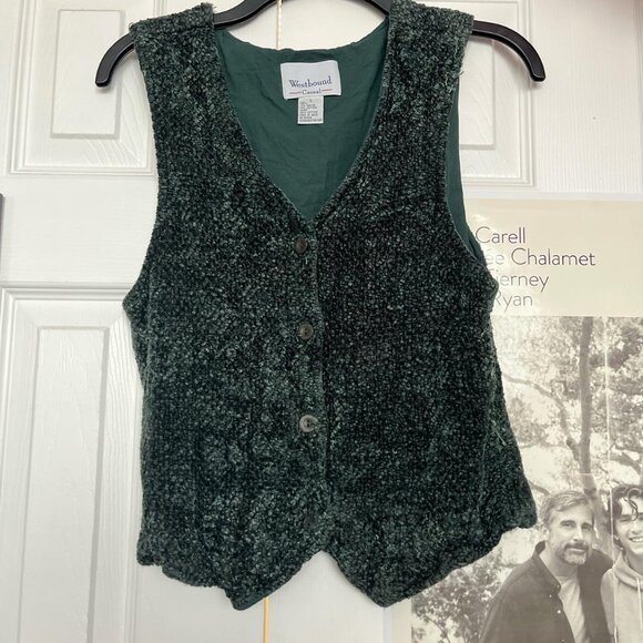 UNIF Women's Navy and Green Jumper - Picture 1 of 4